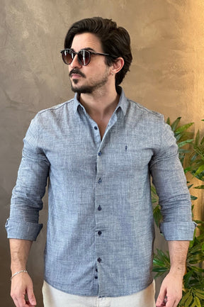 Camisa Linho Sibra Azul