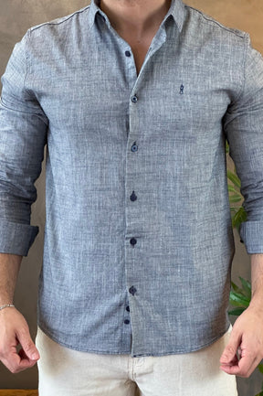 Camisa Linho Sibra Azul