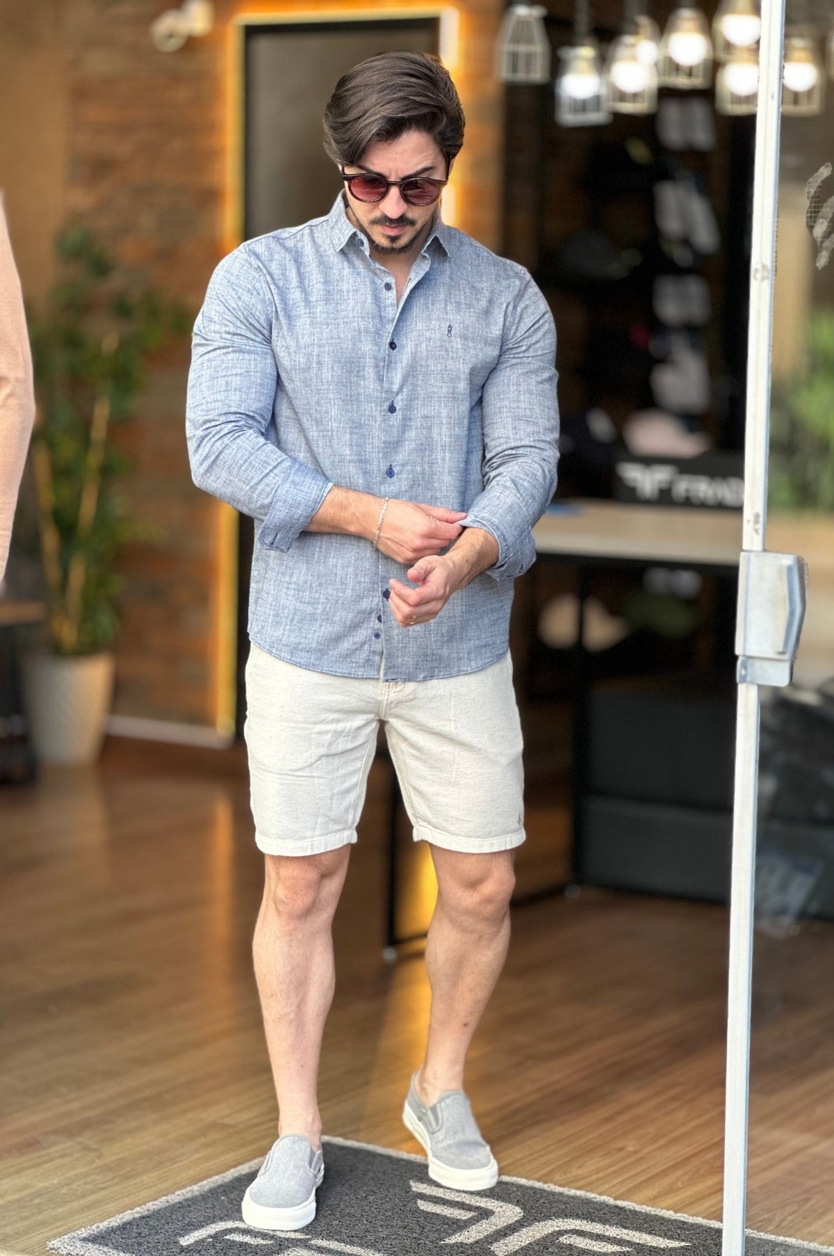 Camisa Linho Sibra Azul