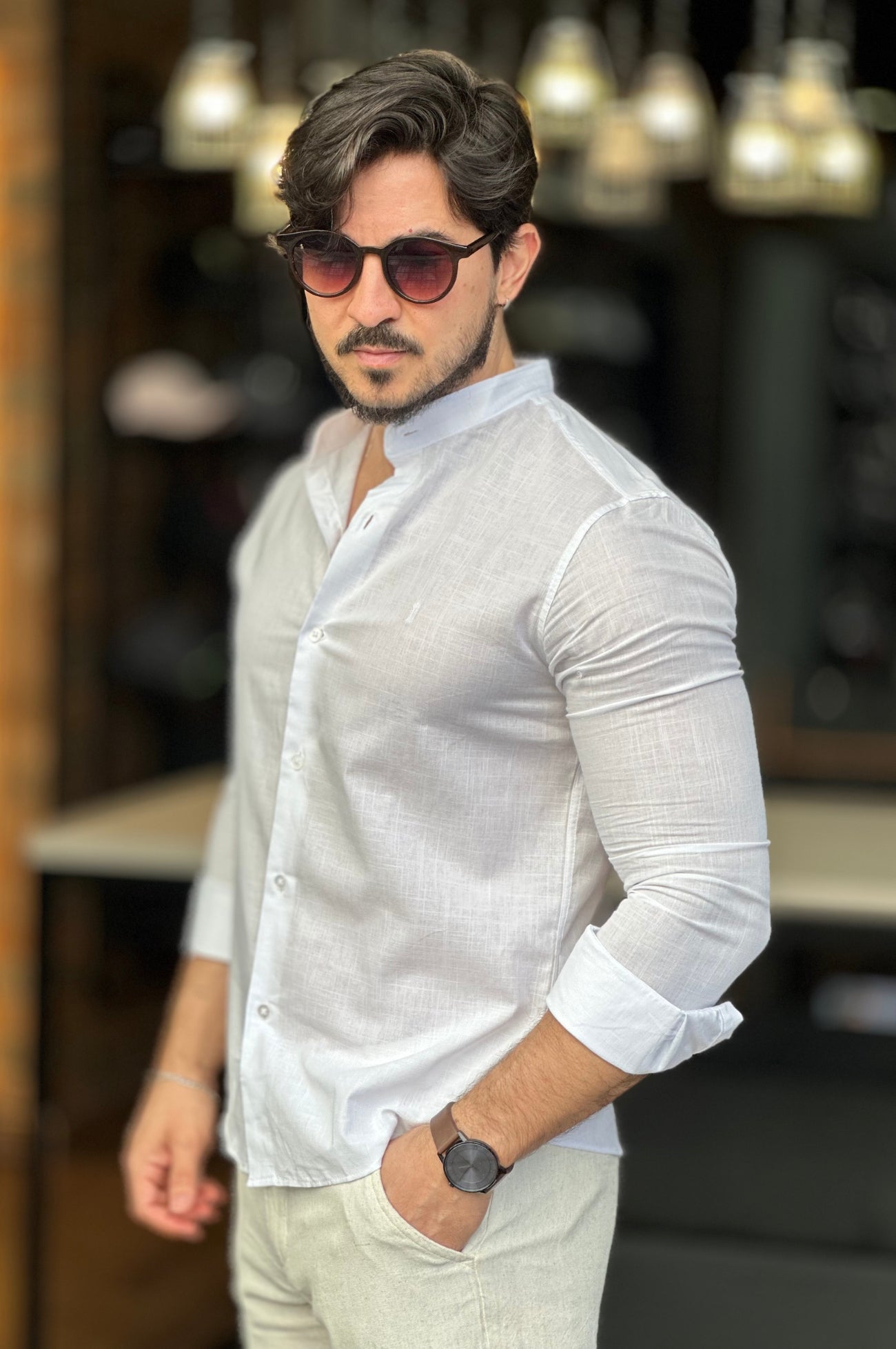 Camisa Flame Gola Padre Branca Sibra