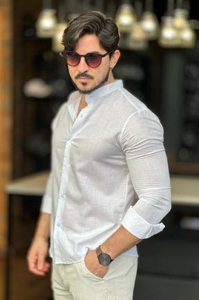 Camisa Flame Gola Padre Branca Sibra