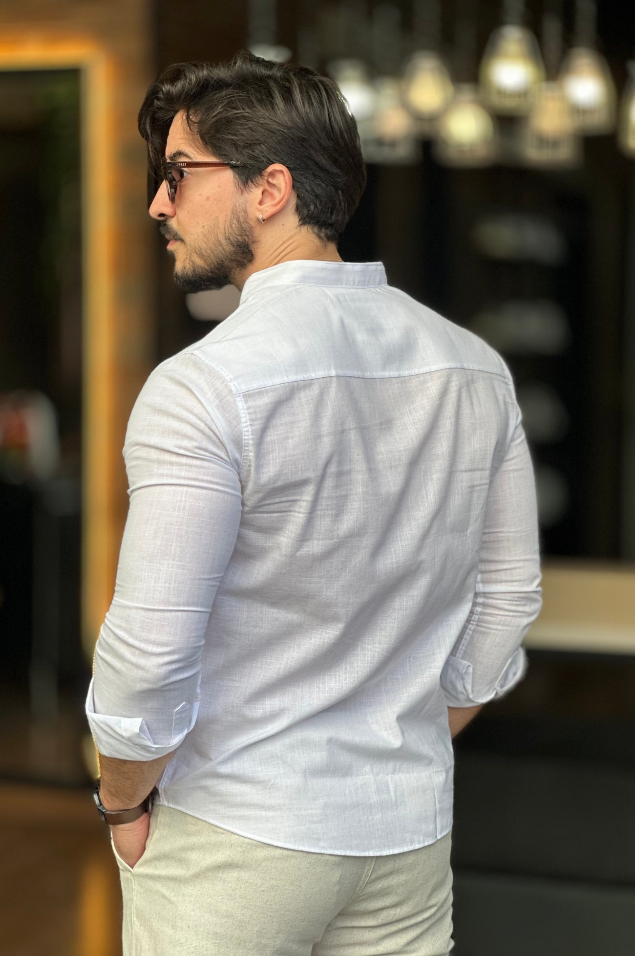 Camisa Flame Gola Padre Branca Sibra