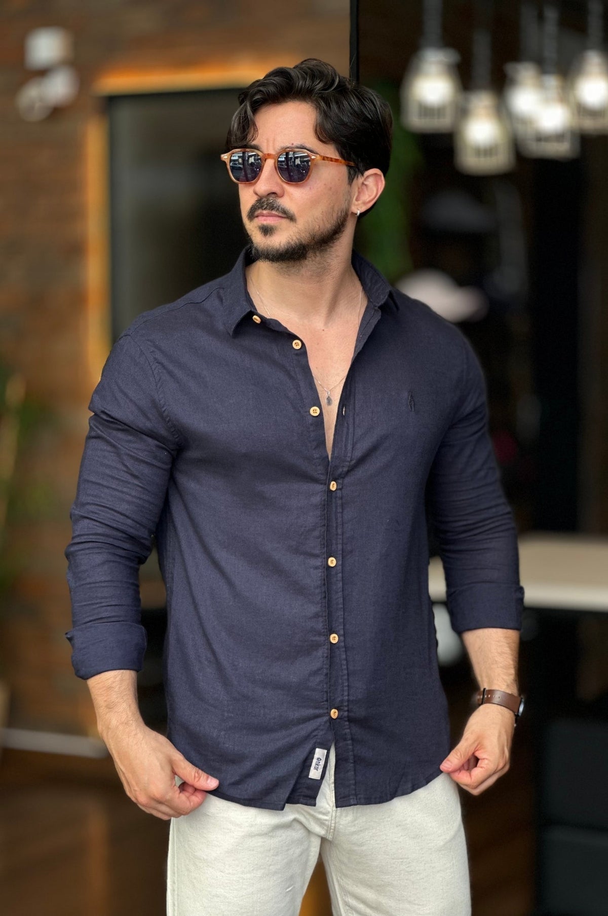 Camisa Linho Marinho Ankor