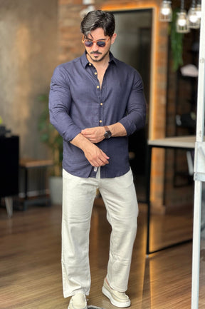 Camisa Linho Marinho Ankor