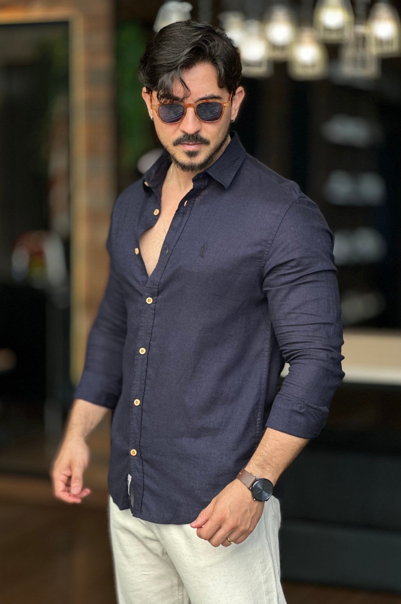 Camisa Linho Marinho Ankor