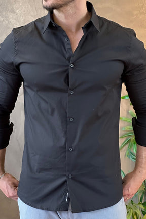 Camisa Social com Elastano Preta King &Joe