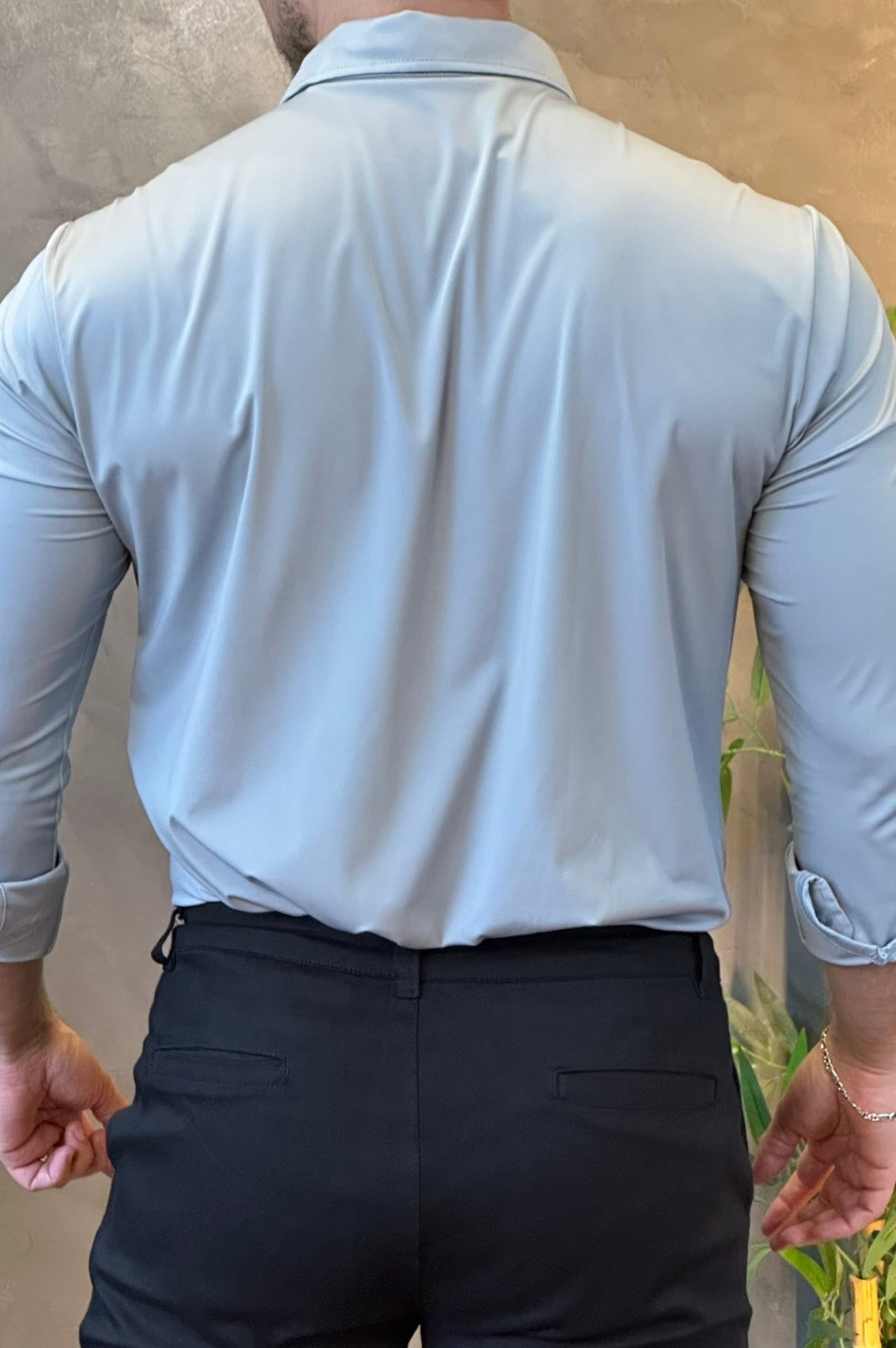 Camisa Social Tecnológica Slim Cinza