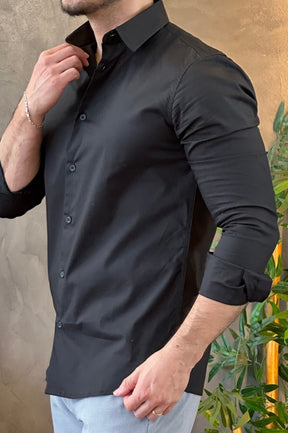 Camisa Social com Elastano Preta King &Joe