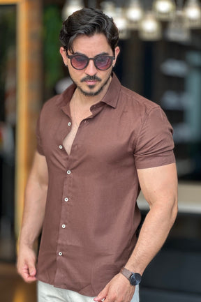 Camisa Flamê Gola Padre Marrom Oxing