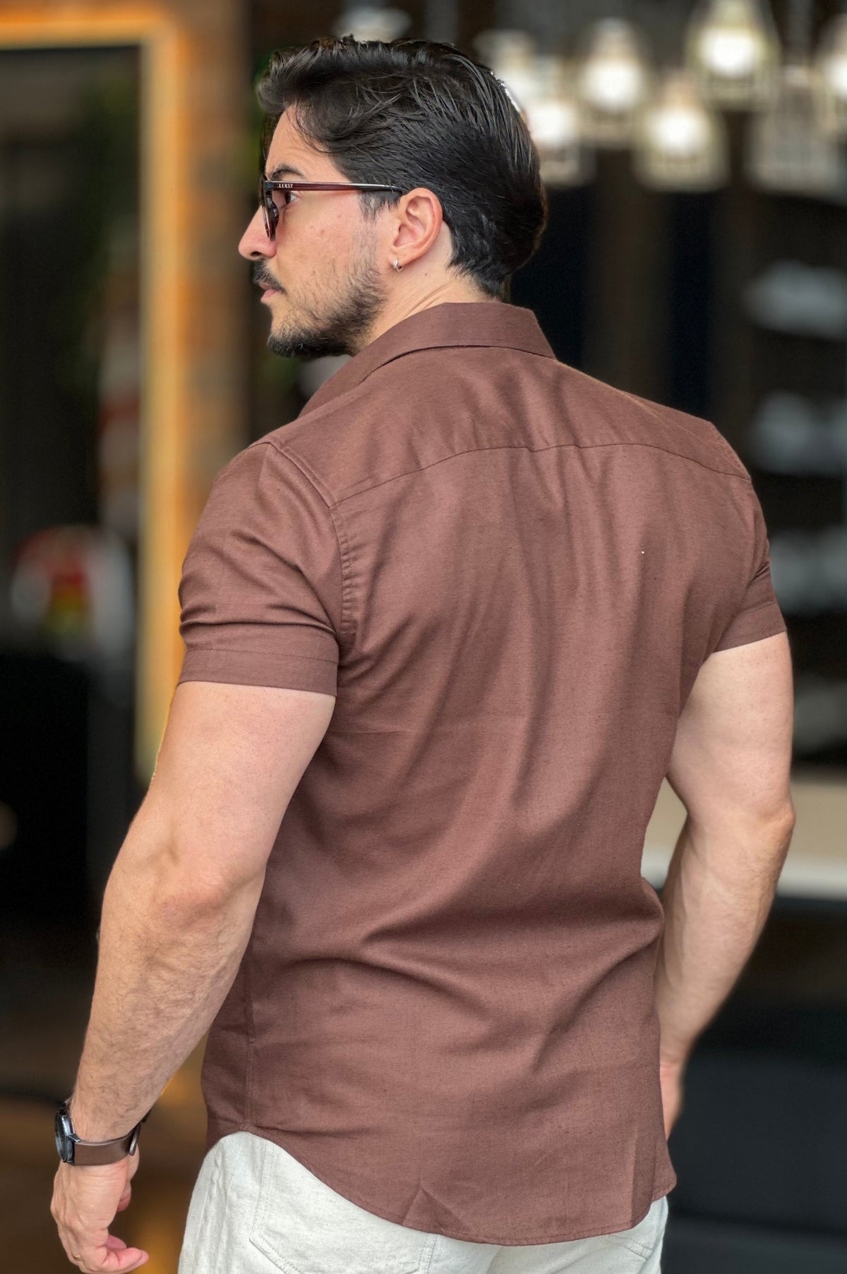 Camisa Flamê Gola Padre Marrom Oxing