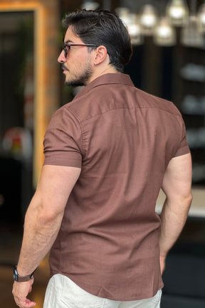 Camisa Flamê Gola Padre Marrom Oxing