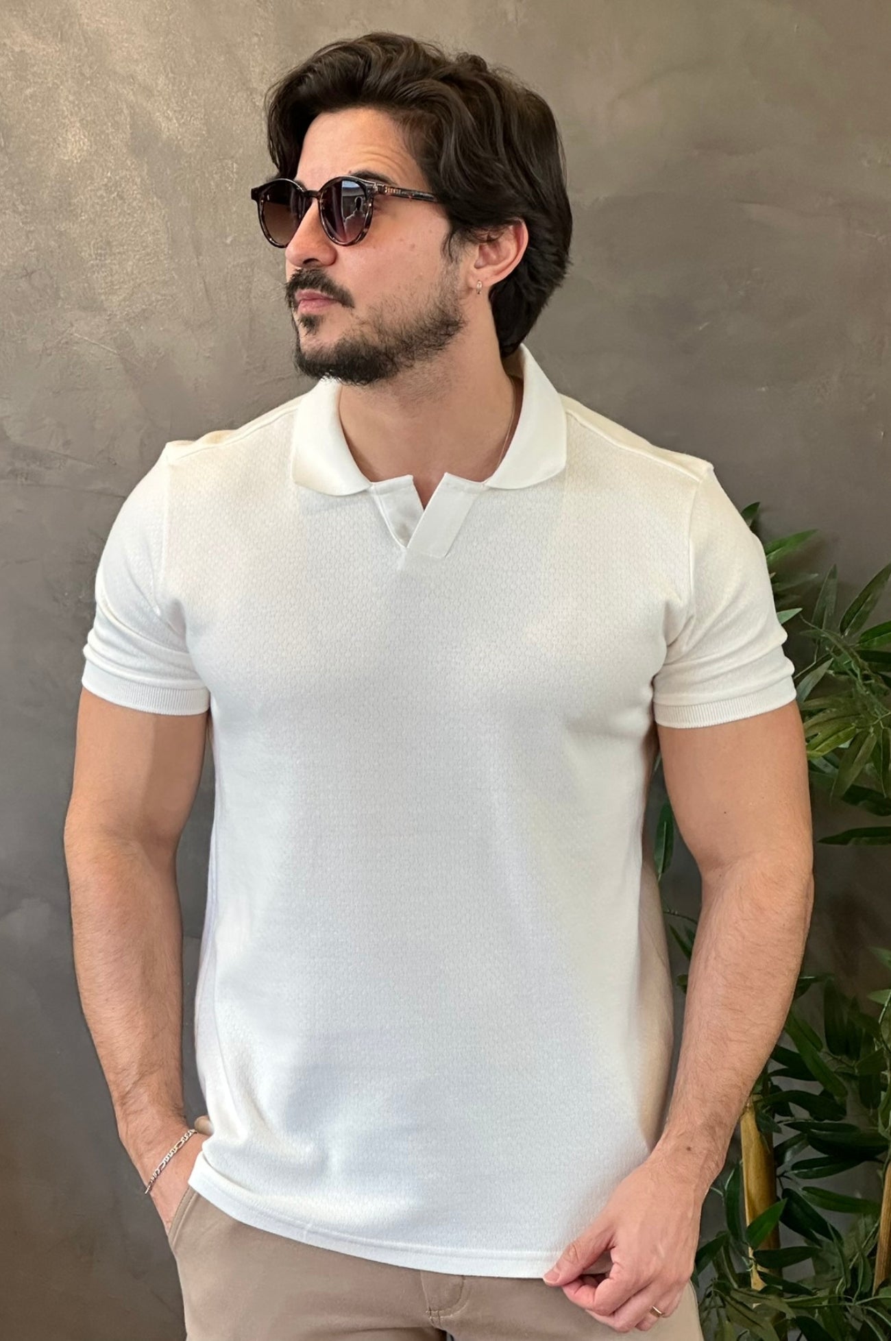 Polo Texturizada Branca King&Joe