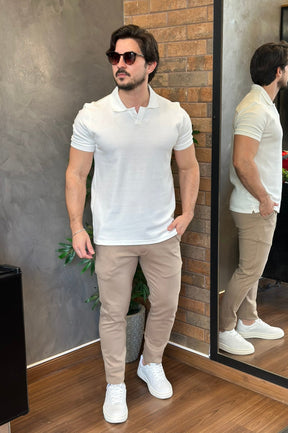 Polo Texturizada Branca King&Joe