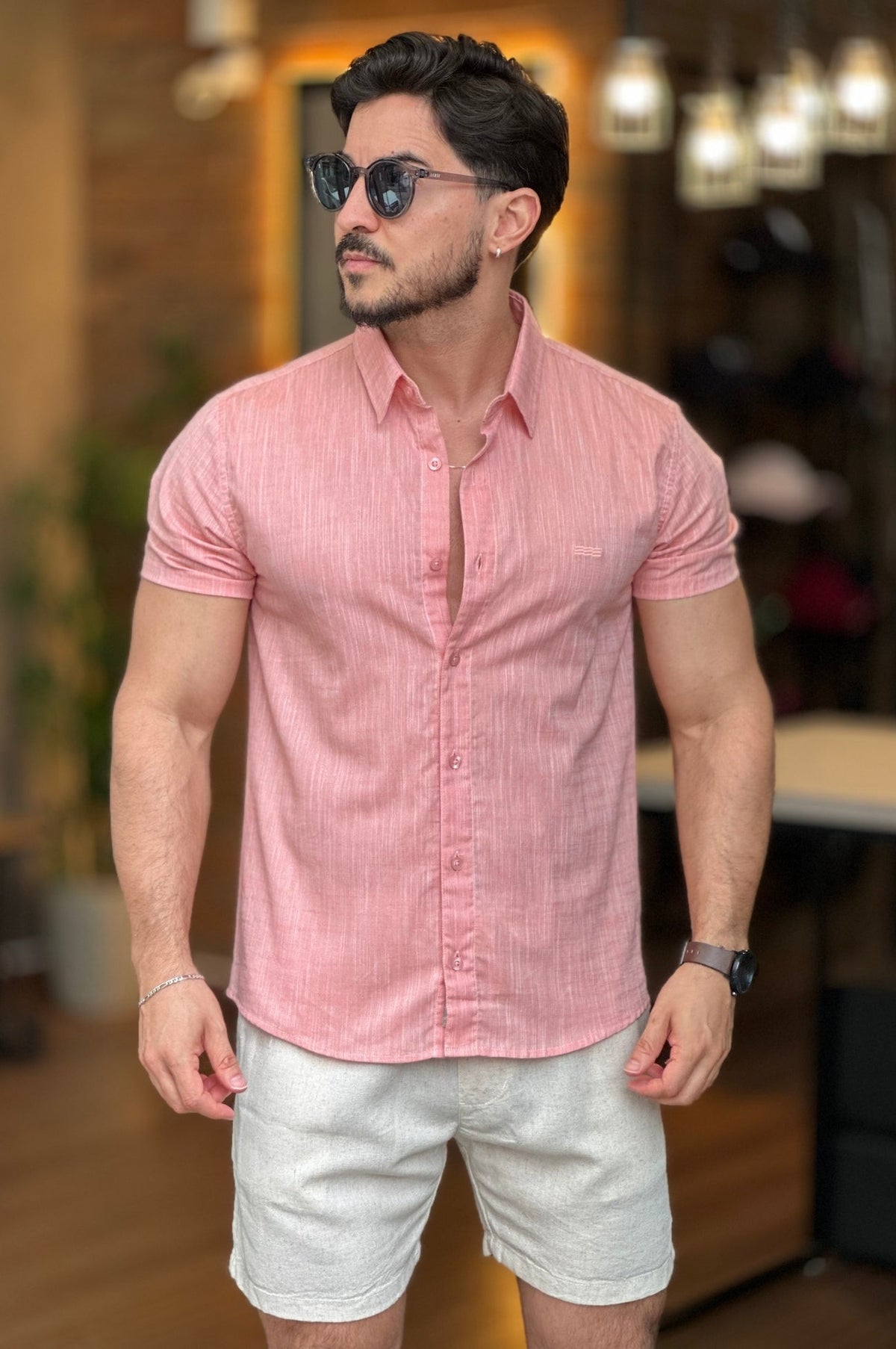 Camisa Rosa Manga Curta King&Joe
