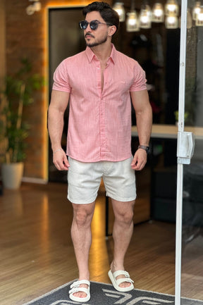 Camisa Rosa Manga Curta King&Joe