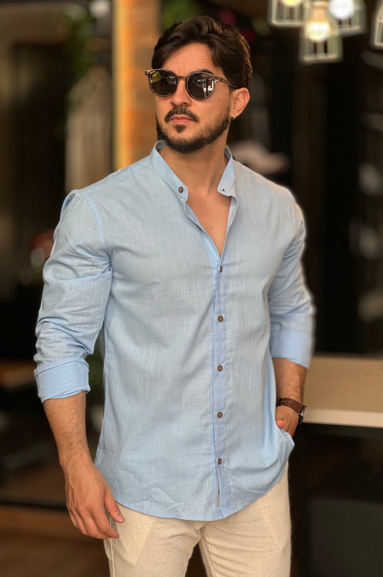 Camisa Gola Padre Azul Oxing