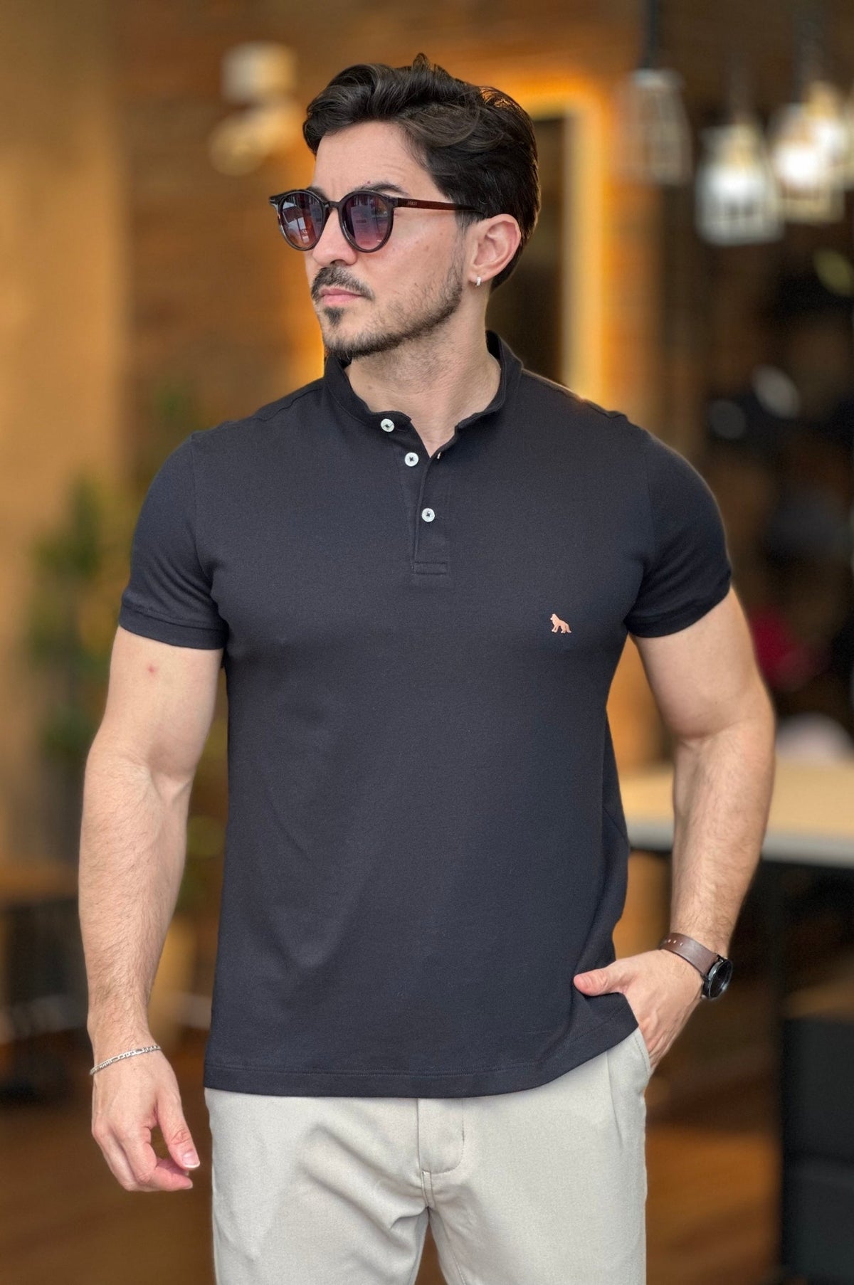 Polo Gola Padre Preta Acostamento