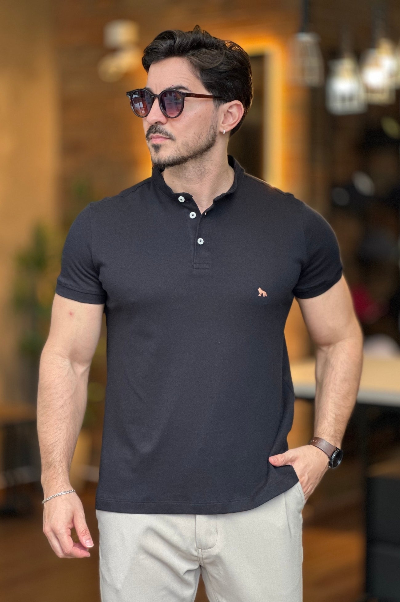 Polo Gola Padre Preta Acostamento