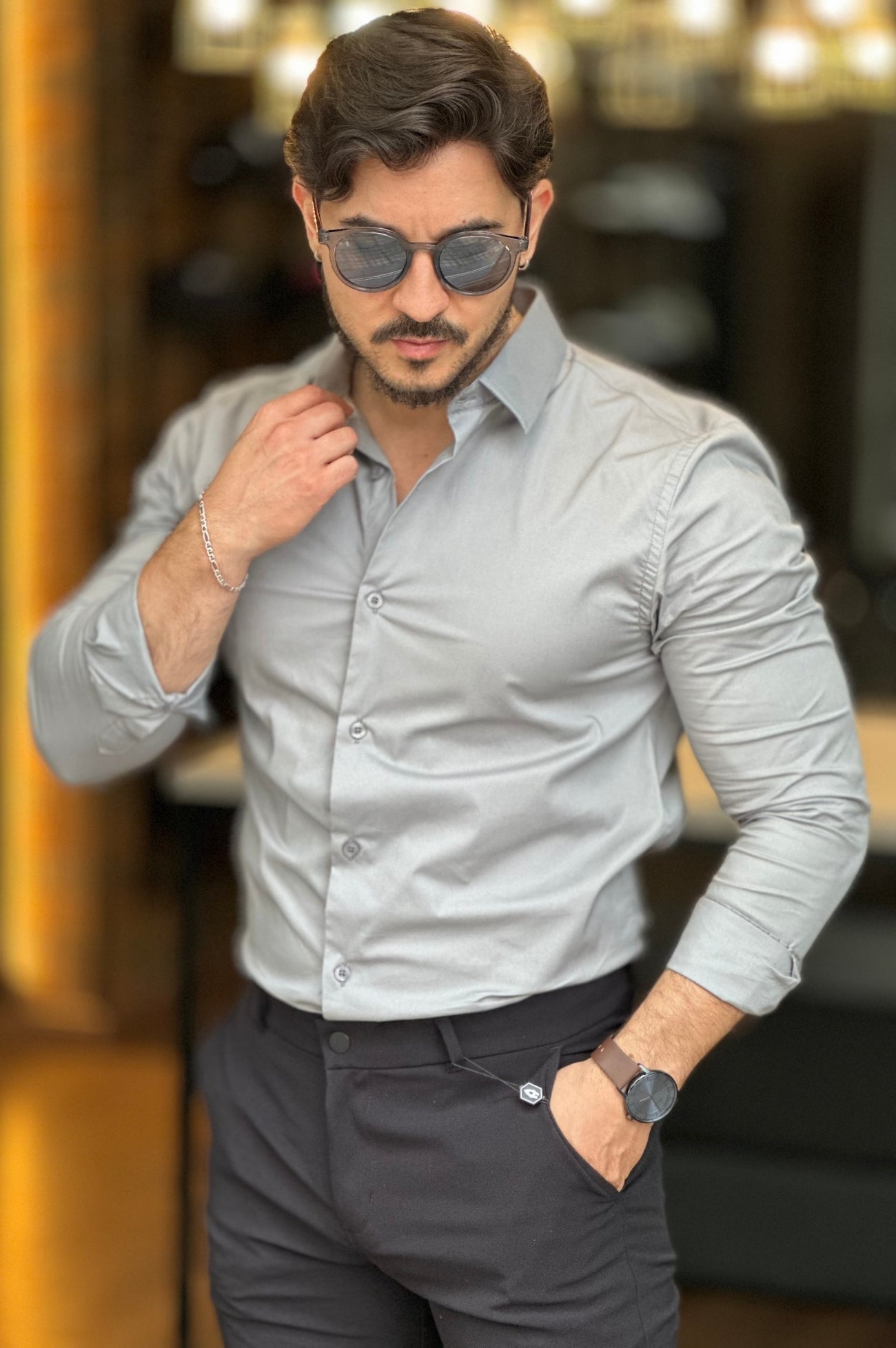 Camisa Cinza Manga Longa King&Joe