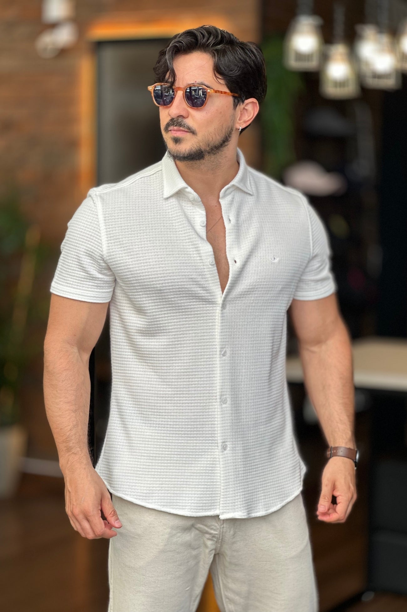 Camisa Texturizada Branca Docthos