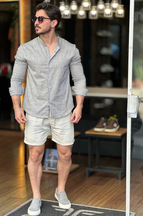 Camisa Gola Padre Cinza Sibra