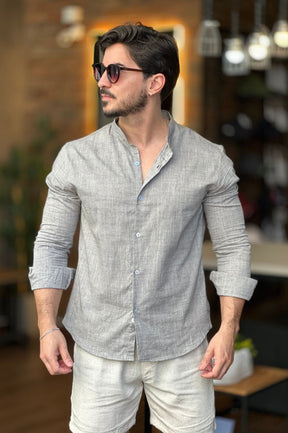 Camisa Gola Padre Cinza Sibra