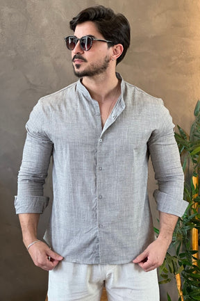 Camisa Gola Padre Cinza Sibra