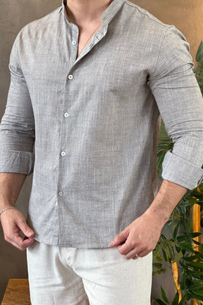 Camisa Gola Padre Cinza Sibra