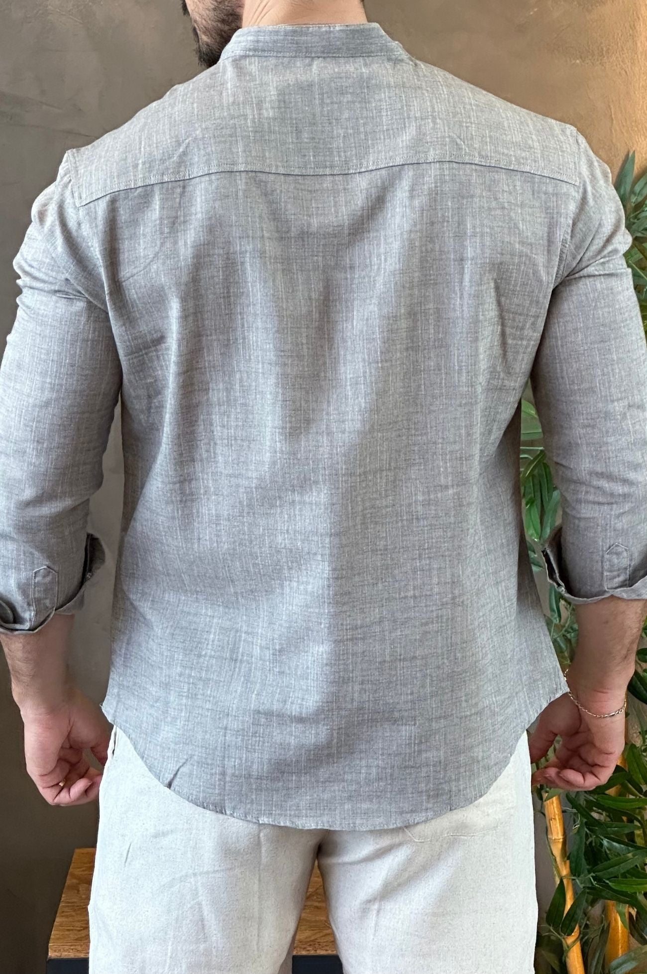 Camisa Gola Padre Cinza Sibra