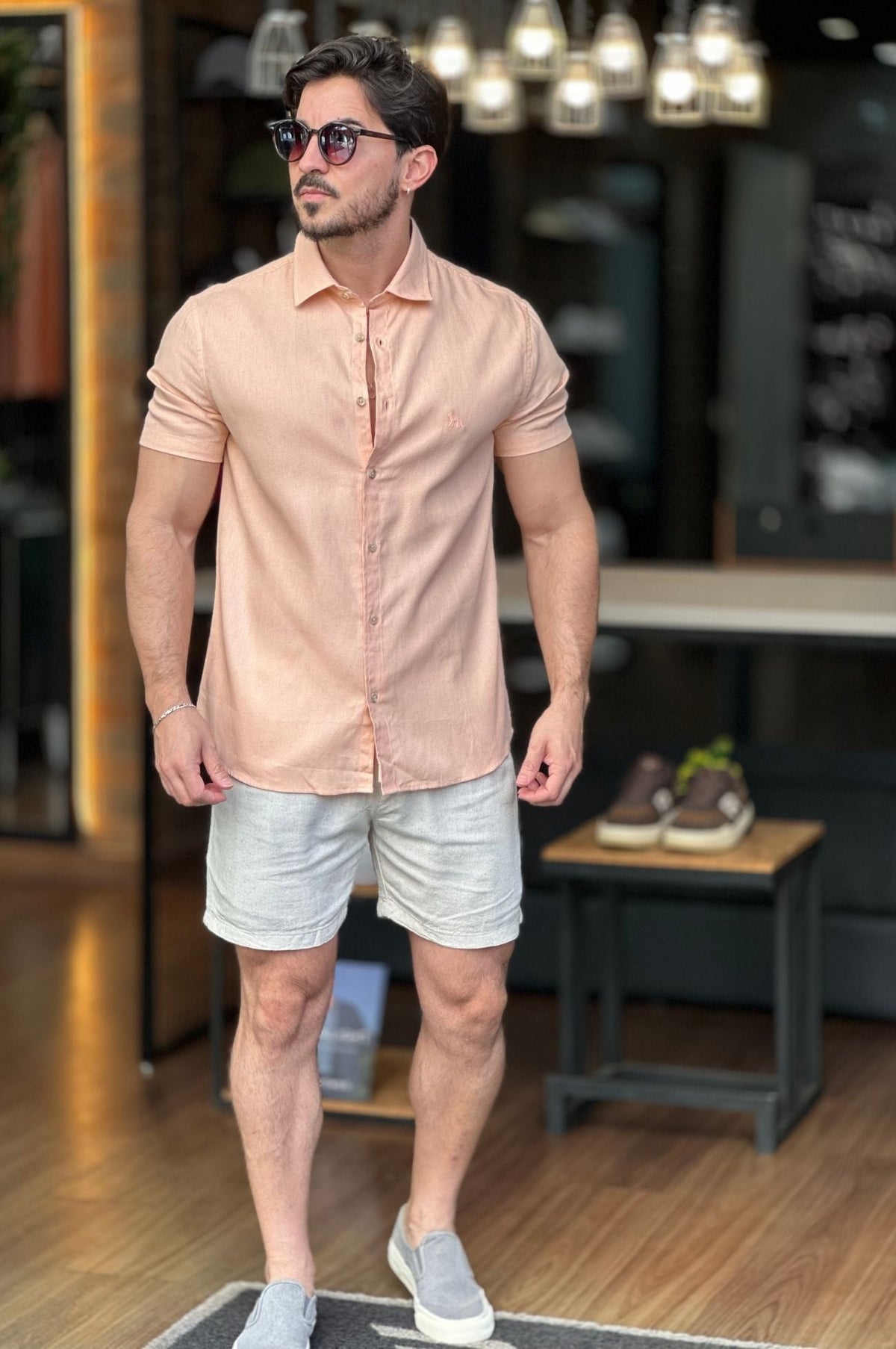 Camisa Linho Rosa Acostamento