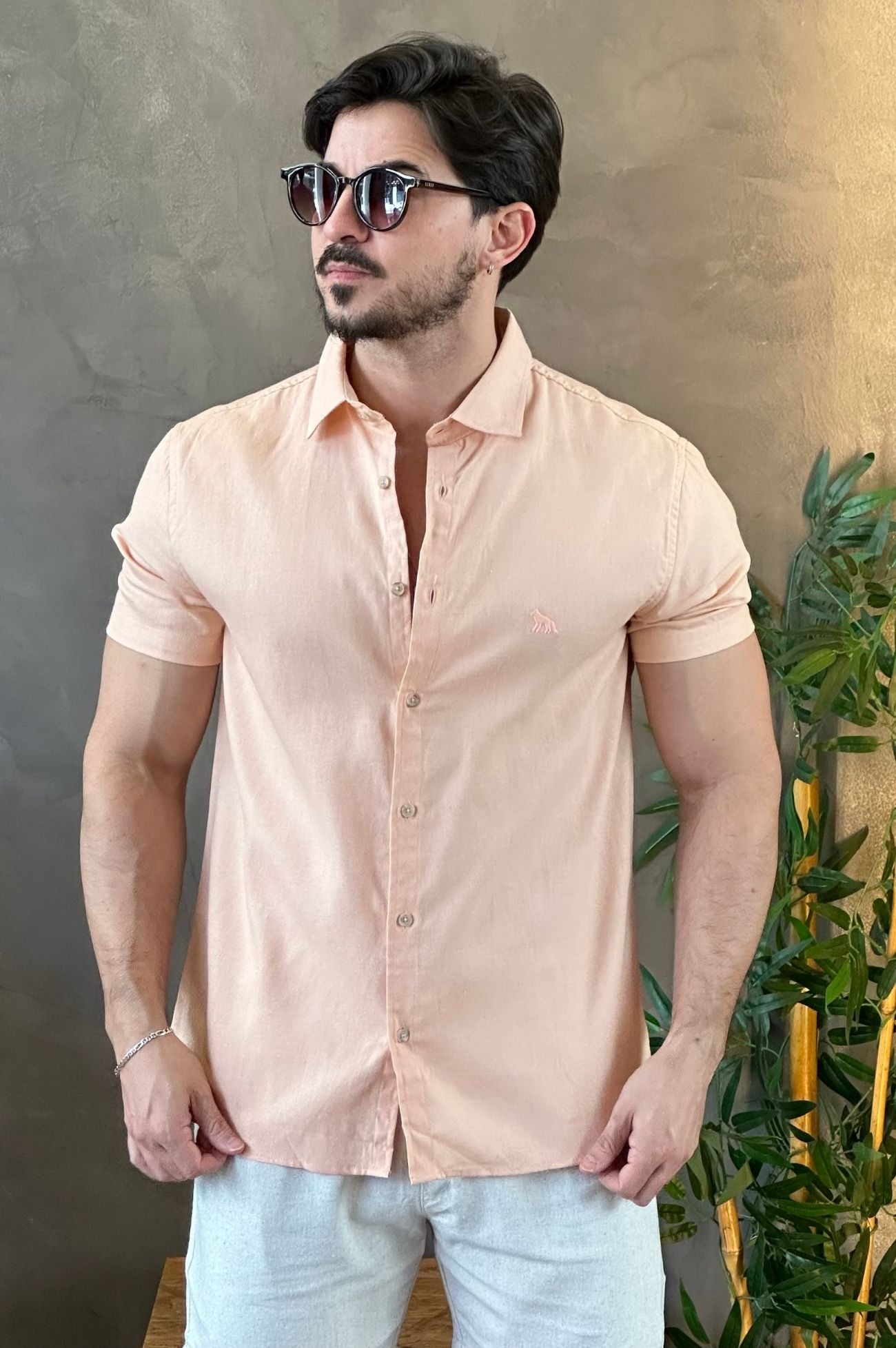 Camisa Linho Rosa Acostamento