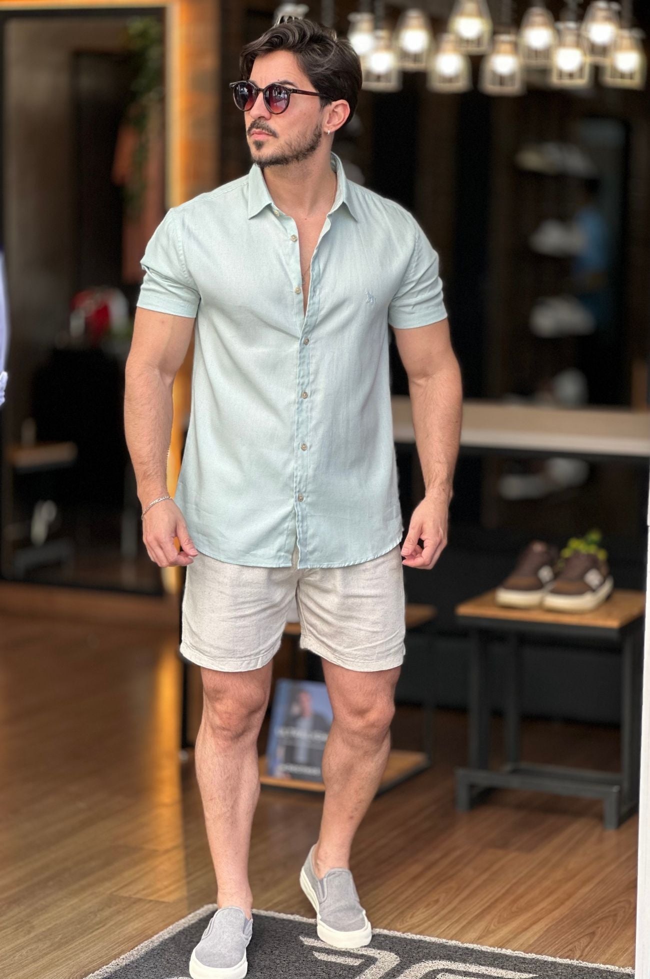 Camisa Linho Verde Acostamento