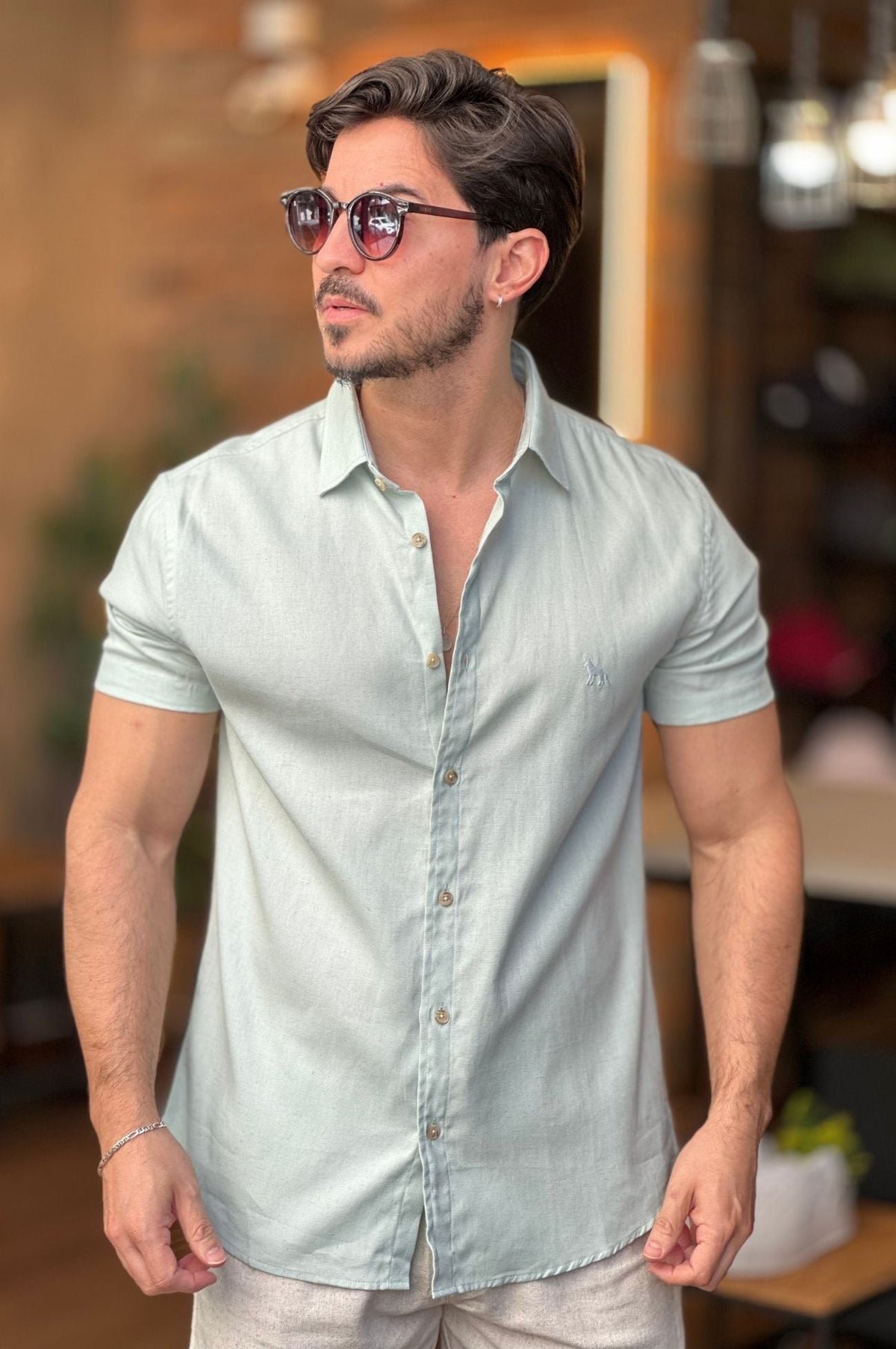 Camisa Linho Verde Acostamento