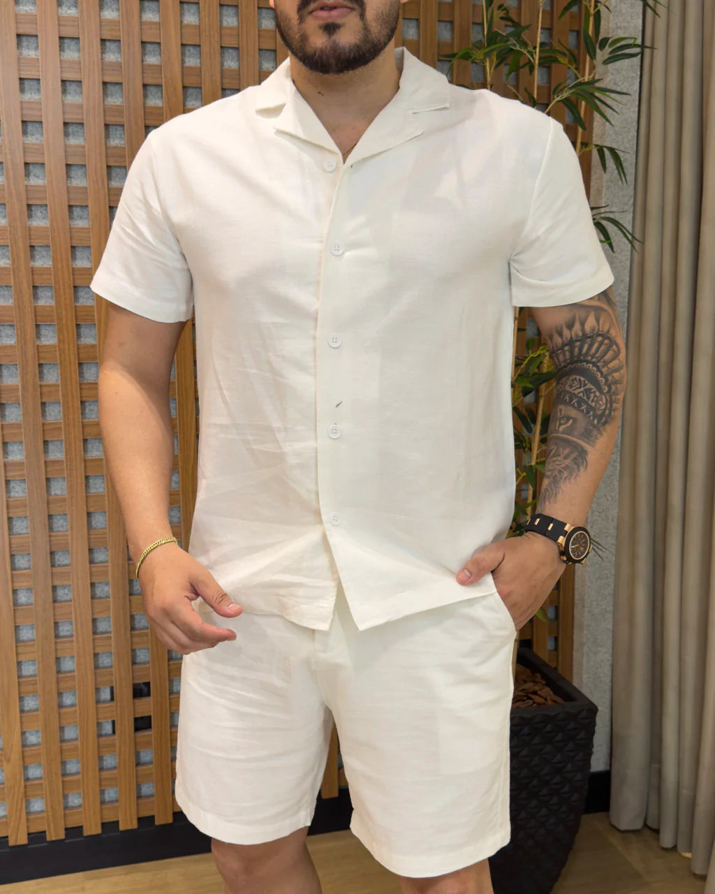 Camisa + Bermuda em Linho (Padrão Zara)